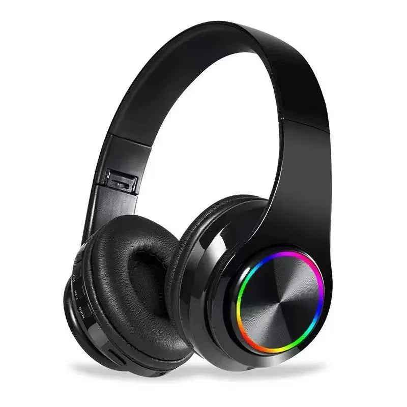 Fones de Ouvido Bluetooth RGB B39 – Cancelamento de Ruído, Dobrável, HIFI Estéreo, TF Card e Ideal para Esportes