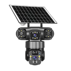 📹 Câmera de Segurança Solar 15MP 8K WiFi com 3 Lentes – Visão Noturna, Sensor PIR e Bateria de Longa Duração