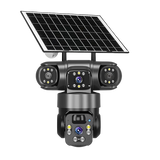 📹 Câmera de Segurança Solar 15MP 8K WiFi com 3 Lentes – Visão Noturna, Sensor PIR e Bateria de Longa Duração
