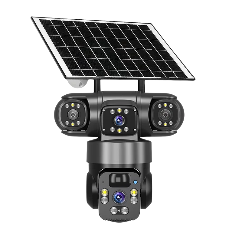 📹 Câmera de Segurança Solar 15MP 8K WiFi com 3 Lentes – Visão Noturna, Sensor PIR e Bateria de Longa Duração