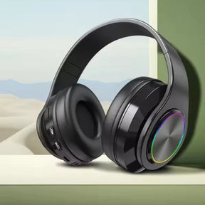 Fones de Ouvido Bluetooth RGB B39 – Cancelamento de Ruído, Dobrável, HIFI Estéreo, TF Card e Ideal para Esportes