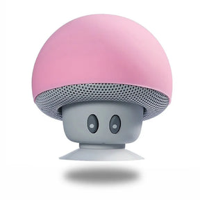Mini Caixa de Som Bluetooth Cogumelo Portátil com Ventosa – Alto-falante Sem Fio para Celular, PC e Tablet – Design Fofo Rosa