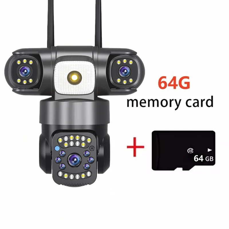 📹 Câmera de Segurança Solar 15MP 8K WiFi com 3 Lentes – Visão Noturna, Sensor PIR e Bateria de Longa Duração