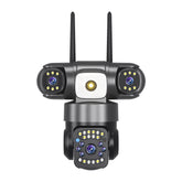 📹 Câmera de Segurança Solar 15MP 8K WiFi com 3 Lentes – Visão Noturna, Sensor PIR e Bateria de Longa Duração