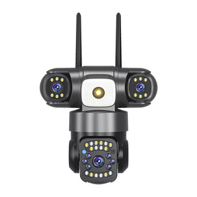 📹 Câmera de Segurança Solar 15MP 8K WiFi com 3 Lentes – Visão Noturna, Sensor PIR e Bateria de Longa Duração