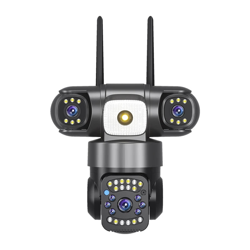 📹 Câmera de Segurança Solar 15MP 8K WiFi com 3 Lentes – Visão Noturna, Sensor PIR e Bateria de Longa Duração