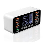 ⚡ Estação de Carregamento Rápido com 8 Portas USB – Display de Corrente e Carregamento Inteligente