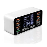 ⚡ Estação de Carregamento Rápido com 8 Portas USB – Display de Corrente e Carregamento Inteligente