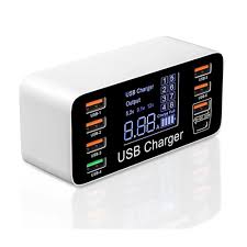 ⚡ Estação de Carregamento Rápido com 8 Portas USB – Display de Corrente e Carregamento Inteligente