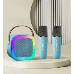Caixa de Som Bluetooth Portátil com Microfone Duplo – Speaker Wireless para Karaokê, Festa e Música