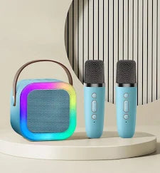 Caixa de Som Bluetooth Portátil com Microfone Duplo – Speaker Wireless para Karaokê, Festa e Música