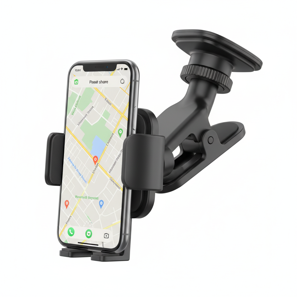 Suporte Veicular 2 em 1 – Celular e GPS no Retrovisor